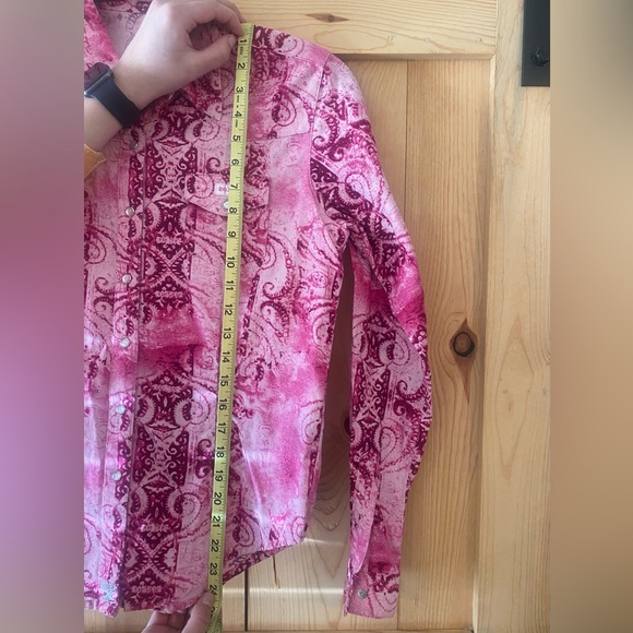 Wrangler Twenty-X Pink Paisley Pearl Snap Button-Up Shirt Size Small - Picture 6 of 6